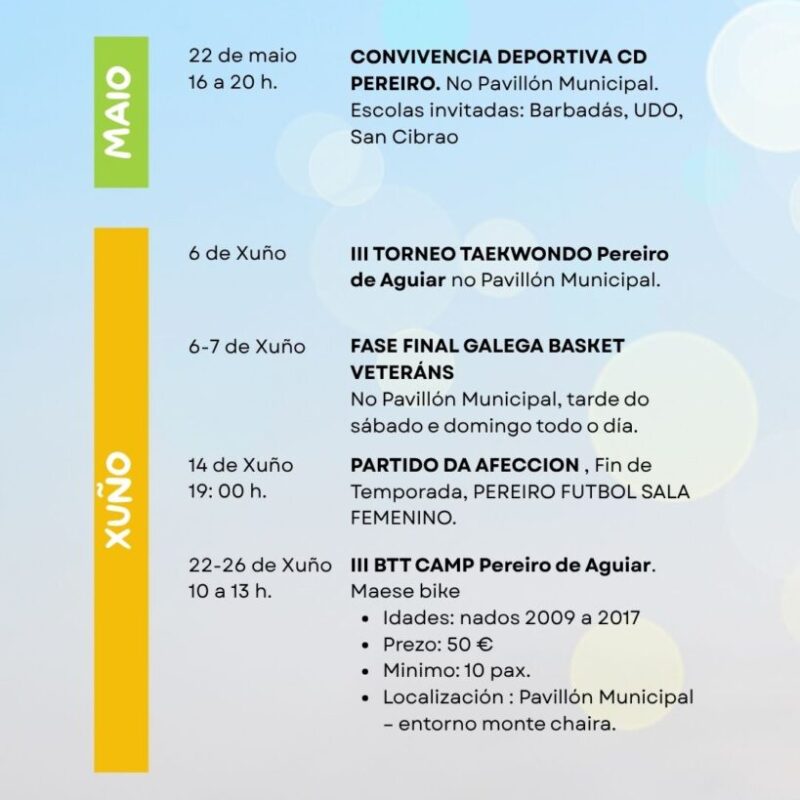 Verán No Peteiro, Actividades Deporte 2026