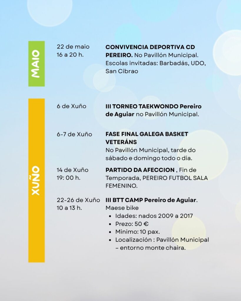 Verán No Peteiro, Actividades Deporte 2026