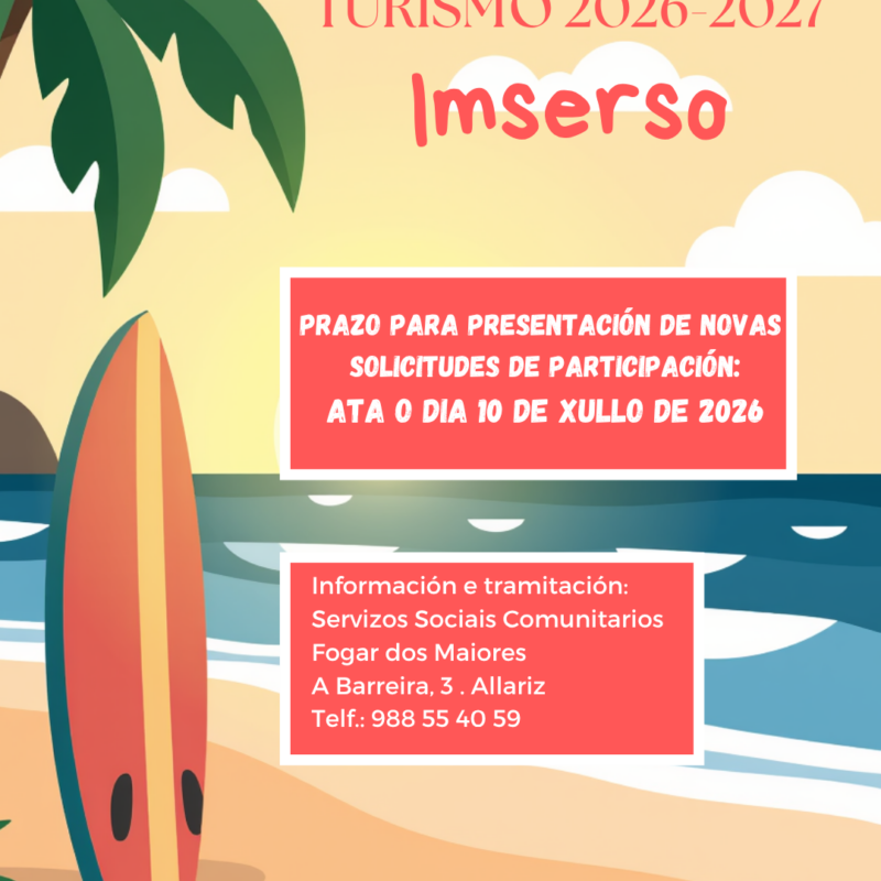 Aberto o prazo para as novas solicitudes do programa de turismo do Imserso 2026-2027