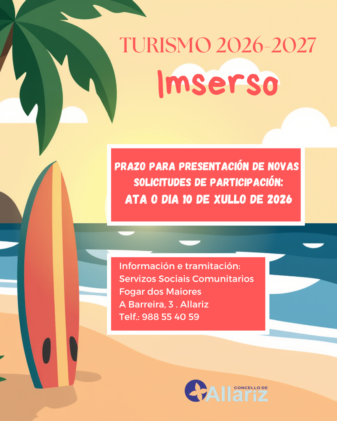 Aberto o prazo para as novas solicitudes do programa de turismo do Imserso 2026-2027