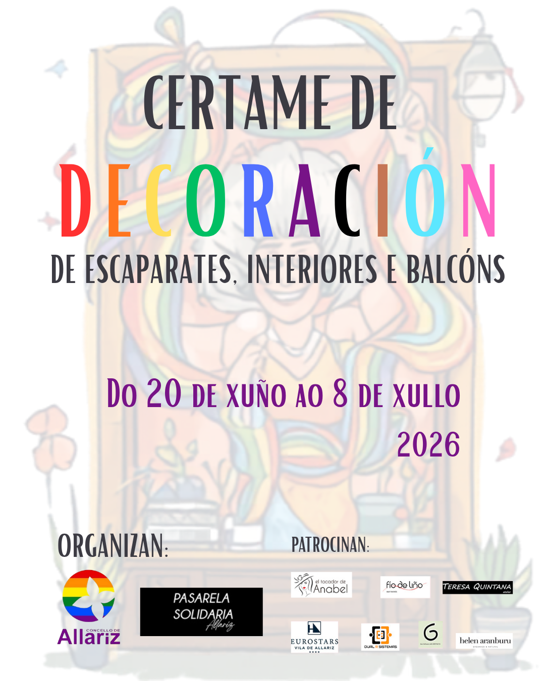 Allariz enche de cor os seus balcóns e comercios no III Certame de Decoración polo Orgullo LGTBIQ+
