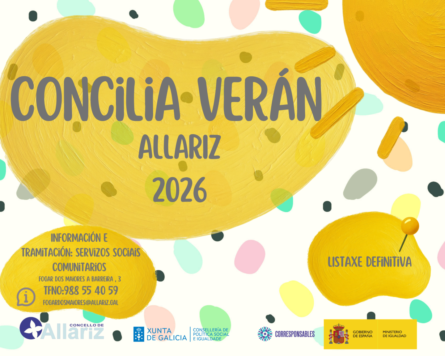 Lista definitiva de crianzas admitidas no Concilia Verán 2026.