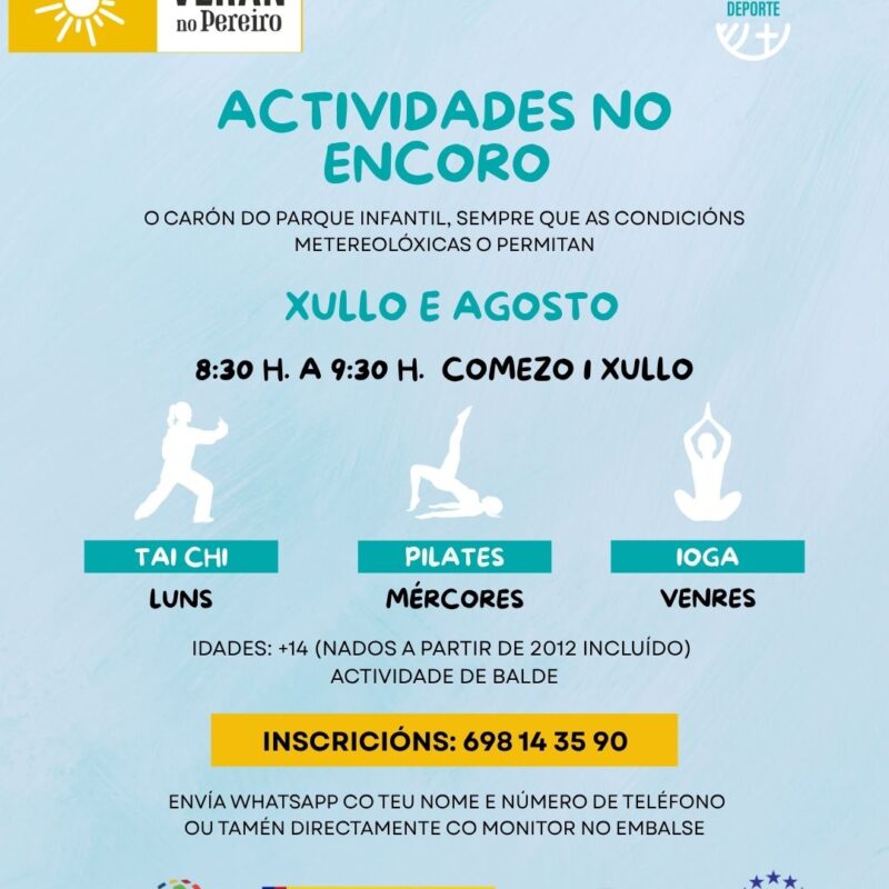 RECORDATORIO | ACTIVIDADES NO ENCORO | XULLO E AGOSTO