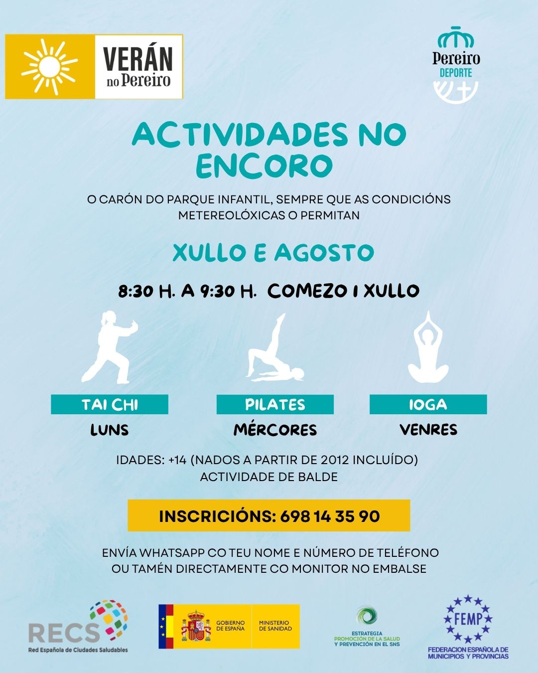 RECORDATORIO | ACTIVIDADES NO ENCORO | XULLO E AGOSTO