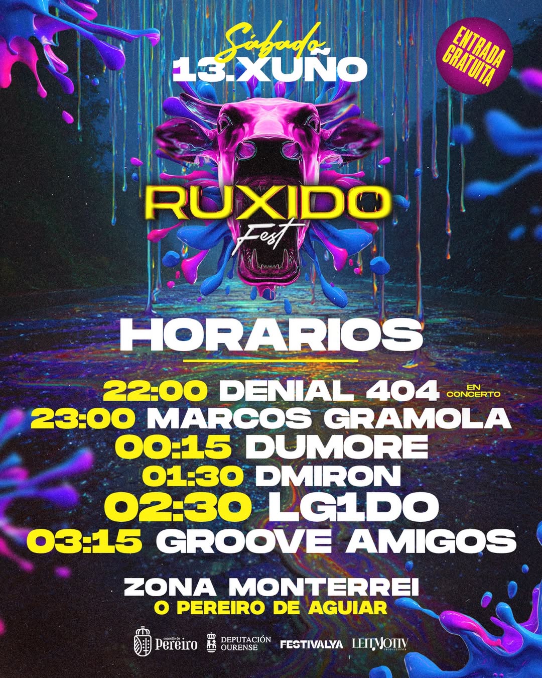 Ruxido Fest | Horarios | Concello do Pereiro de Aguiar