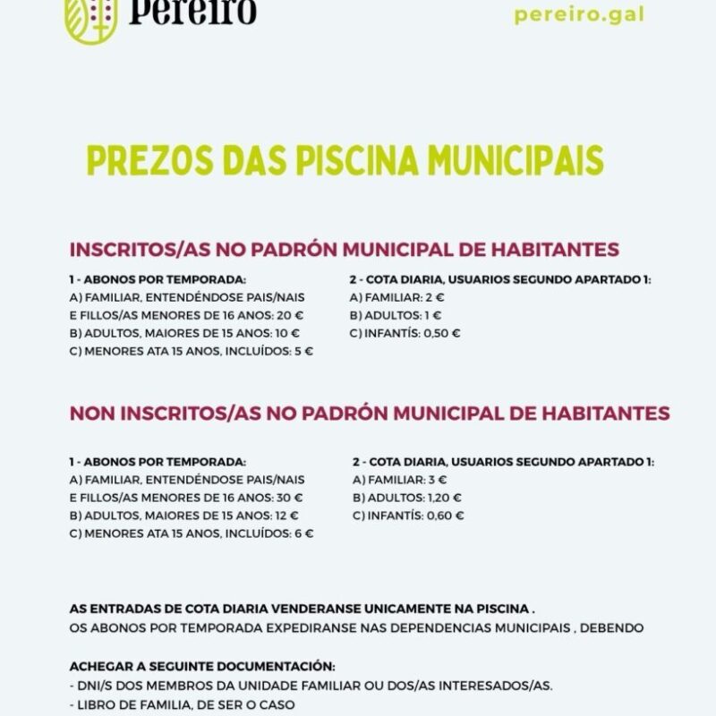 Piscinas Municipais do Concello Abertas ao público