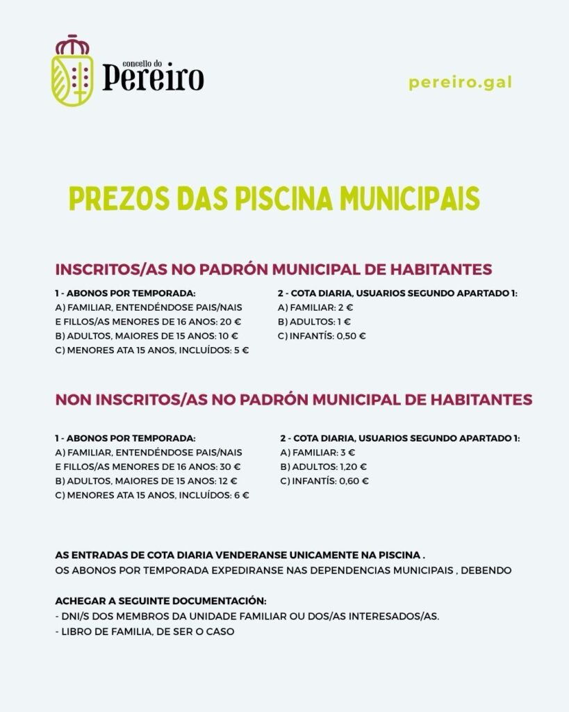 Piscinas Municipais do Concello Abertas ao público