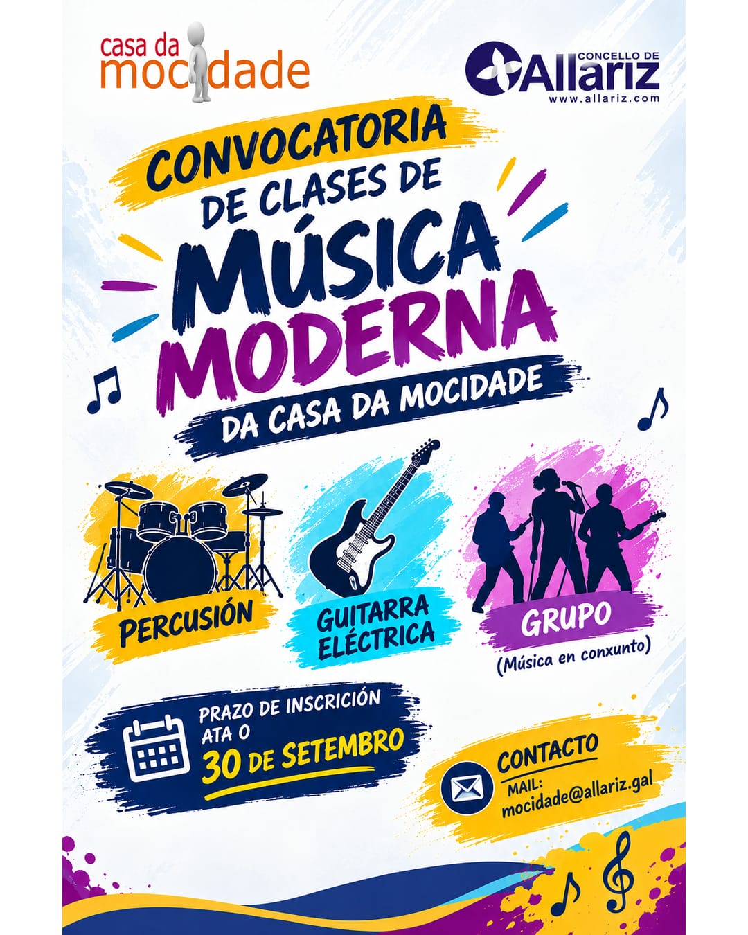 A Casa da Mocidade de Allariz abre a inscrición para as novas clases de música moderna